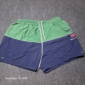 Vintage Tommy Hilfiger Swim Trunk Shorts Size XL Green Blue Colorblock Mesh Line